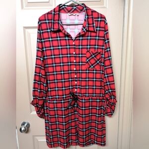 Red Plaid Button-Up Sleep Romper